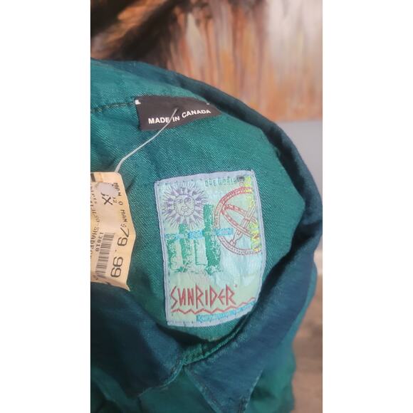 Vintage Sunrider Shades Shirt 3XL Made in Canada Green Button-Up NWT Minor Stain - Picture 3 of 7